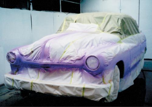 This front view shows the lavender pearl as the third coat begins to bring out the color.