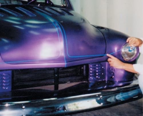 Pull the tape from the edge of the first curve straight to the next reference point, touch the tape down and you have a perfect line connecting the two points. This sounds simple but takes some practice. 